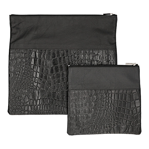 Tallis And Tefillin Bag Set Leather Black Snake Skin Design