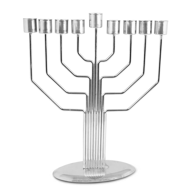 Chanukah Oil Menorah - Nickel Plated Art Deco Pipe