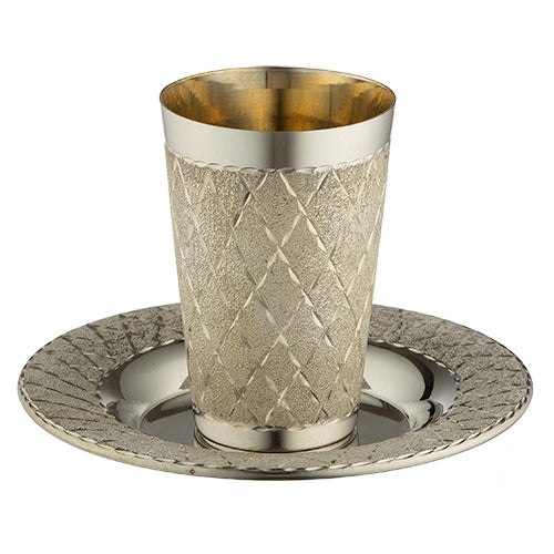 Elegant Kiddush Cup 8.5 cm with Saucer - Silver Plated - UK45924