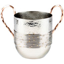 Aluminum Washing Cup - Hammered Design With Silver Strands and Beaded Gold & Copper Handles- 16 cm - UK55090