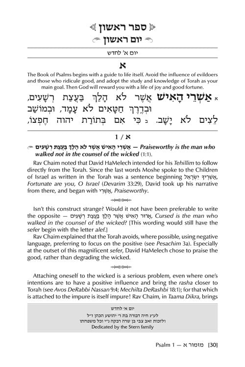 Rav Chaim Kanievsky on Tehillim