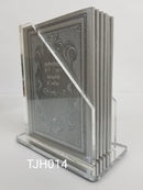Lucite Zemiros Holder With 6 Grey Zemiros- Edot Hamizrach - TJH014E